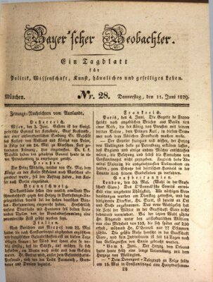 Bayer'scher Beobachter Donnerstag 11. Juni 1829