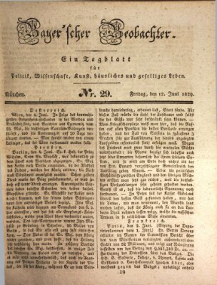 Bayer'scher Beobachter Freitag 12. Juni 1829