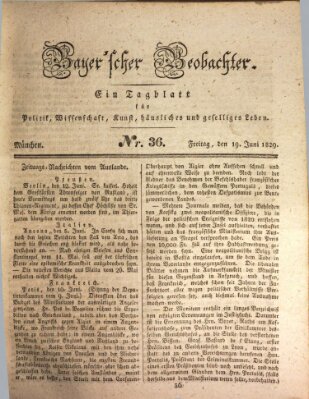 Bayer'scher Beobachter Freitag 19. Juni 1829