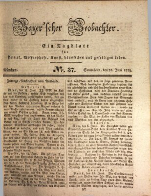 Bayer'scher Beobachter Samstag 20. Juni 1829