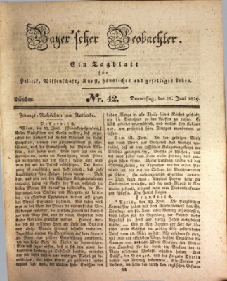 Bayer'scher Beobachter Donnerstag 25. Juni 1829