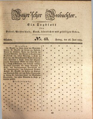 Bayer'scher Beobachter Freitag 26. Juni 1829