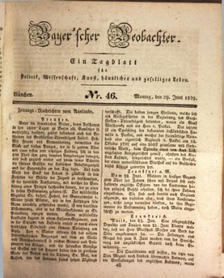 Bayer'scher Beobachter Montag 29. Juni 1829