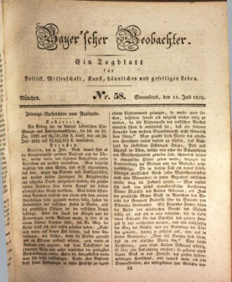 Bayer'scher Beobachter Samstag 11. Juli 1829