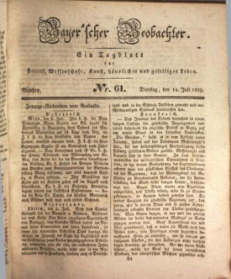 Bayer'scher Beobachter Dienstag 14. Juli 1829