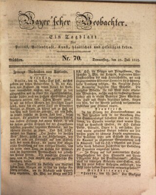 Bayer'scher Beobachter Donnerstag 23. Juli 1829