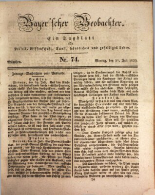 Bayer'scher Beobachter Montag 27. Juli 1829