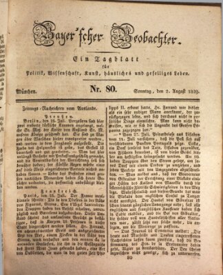 Bayer'scher Beobachter Sonntag 2. August 1829