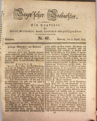 Bayer'scher Beobachter Sonntag 9. August 1829