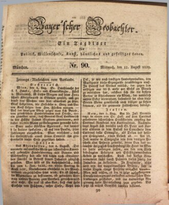 Bayer'scher Beobachter Mittwoch 12. August 1829