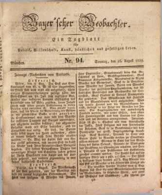 Bayer'scher Beobachter Sonntag 16. August 1829