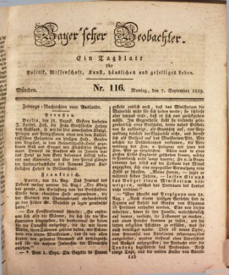 Bayer'scher Beobachter Montag 7. September 1829