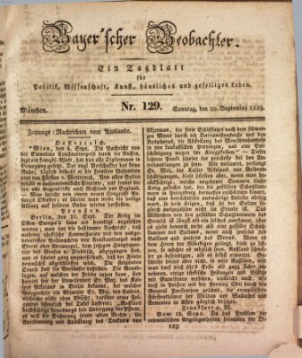 Bayer'scher Beobachter Sonntag 20. September 1829