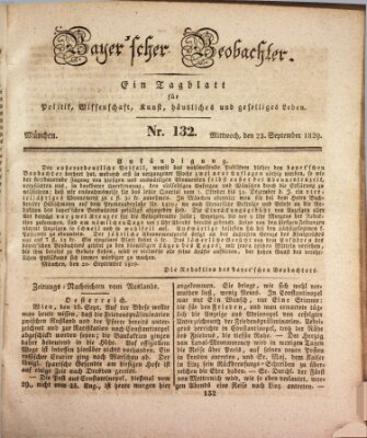 Bayer'scher Beobachter Mittwoch 23. September 1829