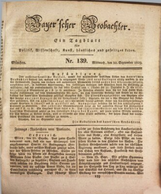 Bayer'scher Beobachter Mittwoch 30. September 1829