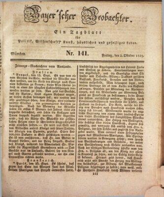 Bayer'scher Beobachter Freitag 2. Oktober 1829