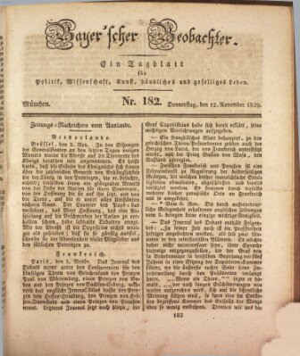 Bayer'scher Beobachter Donnerstag 12. November 1829