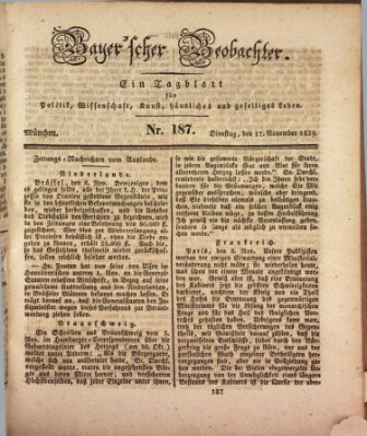 Bayer'scher Beobachter Dienstag 17. November 1829