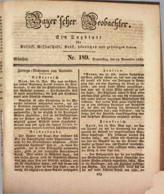 Bayer'scher Beobachter Donnerstag 19. November 1829