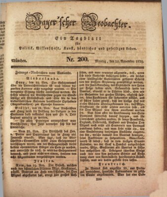 Bayer'scher Beobachter Montag 30. November 1829