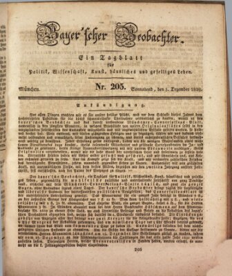 Bayer'scher Beobachter Samstag 5. Dezember 1829