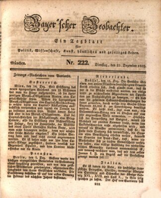 Bayer'scher Beobachter Dienstag 22. Dezember 1829