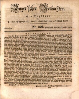 Bayer'scher Beobachter Samstag 26. Dezember 1829