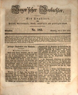 Bayer'scher Beobachter Sonntag 4. Juli 1830