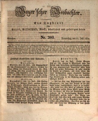 Bayer'scher Beobachter Donnerstag 22. Juli 1830