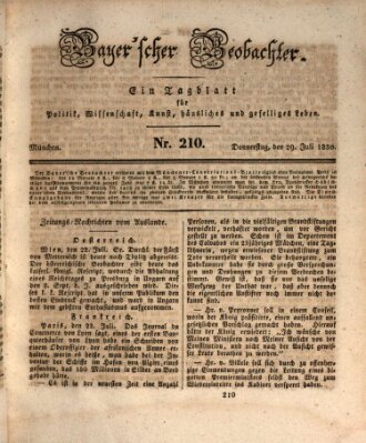 Bayer'scher Beobachter Donnerstag 29. Juli 1830