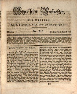 Bayer'scher Beobachter Dienstag 3. August 1830