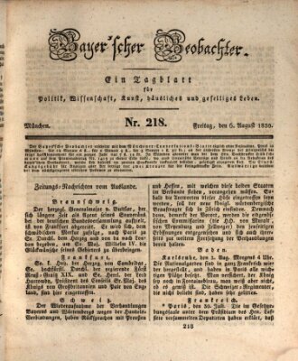 Bayer'scher Beobachter Freitag 6. August 1830