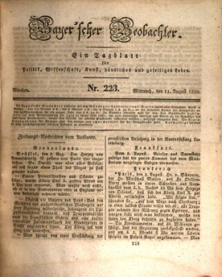 Bayer'scher Beobachter Mittwoch 11. August 1830