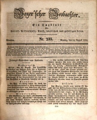 Bayer'scher Beobachter Montag 23. August 1830