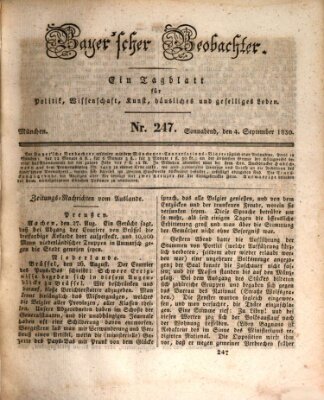 Bayer'scher Beobachter Samstag 4. September 1830