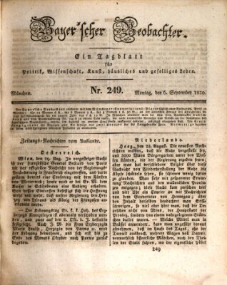 Bayer'scher Beobachter Montag 6. September 1830