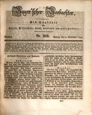 Bayer'scher Beobachter Freitag 10. September 1830