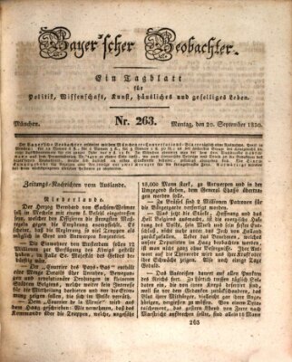 Bayer'scher Beobachter Montag 20. September 1830