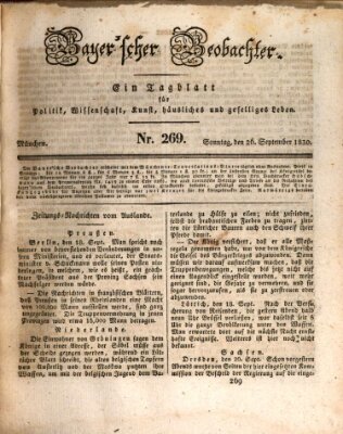 Bayer'scher Beobachter Sonntag 26. September 1830