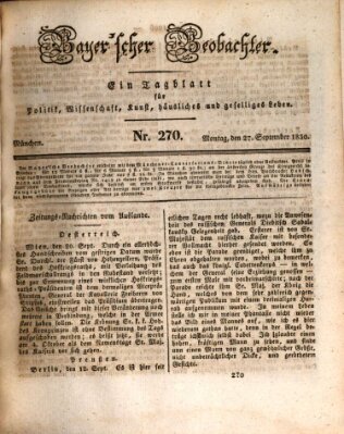 Bayer'scher Beobachter Montag 27. September 1830