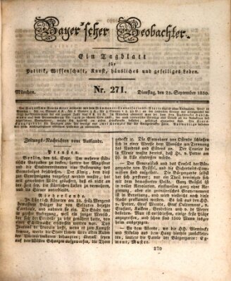 Bayer'scher Beobachter Dienstag 28. September 1830