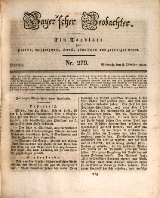 Bayer'scher Beobachter Mittwoch 6. Oktober 1830