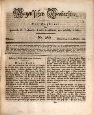 Bayer'scher Beobachter Donnerstag 7. Oktober 1830