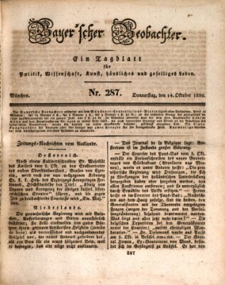 Bayer'scher Beobachter Donnerstag 14. Oktober 1830