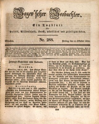 Bayer'scher Beobachter Freitag 15. Oktober 1830
