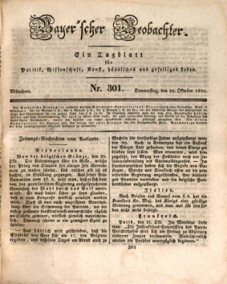 Bayer'scher Beobachter Donnerstag 28. Oktober 1830