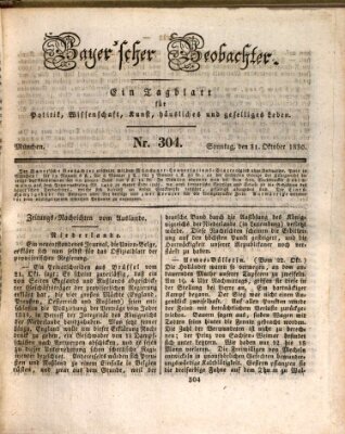 Bayer'scher Beobachter Sonntag 31. Oktober 1830