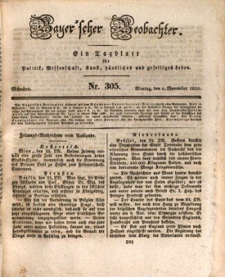 Bayer'scher Beobachter Montag 1. November 1830