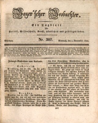 Bayer'scher Beobachter Mittwoch 3. November 1830