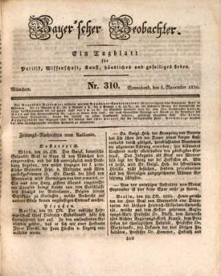 Bayer'scher Beobachter Samstag 6. November 1830